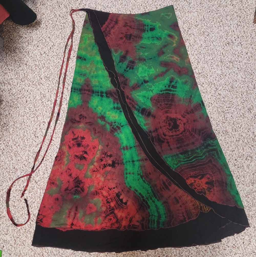 Cotton Tie-Dye Wrap Skirt